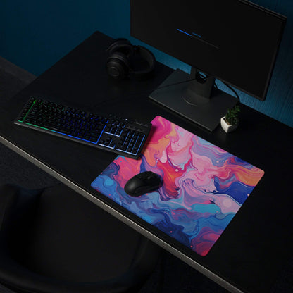Vibrant pink orange blue cosmic swirl large gaming mousepad for Dota CS GO esports