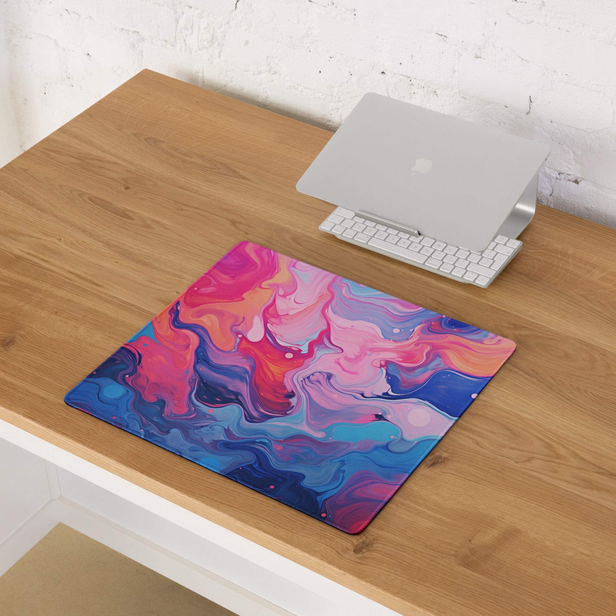 Vibrant swirl marbled gaming mouse pad large non-slip base for esports