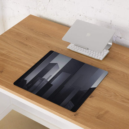 Black gray abstract cityscape gaming mouse pad large non-slip stitched edge
