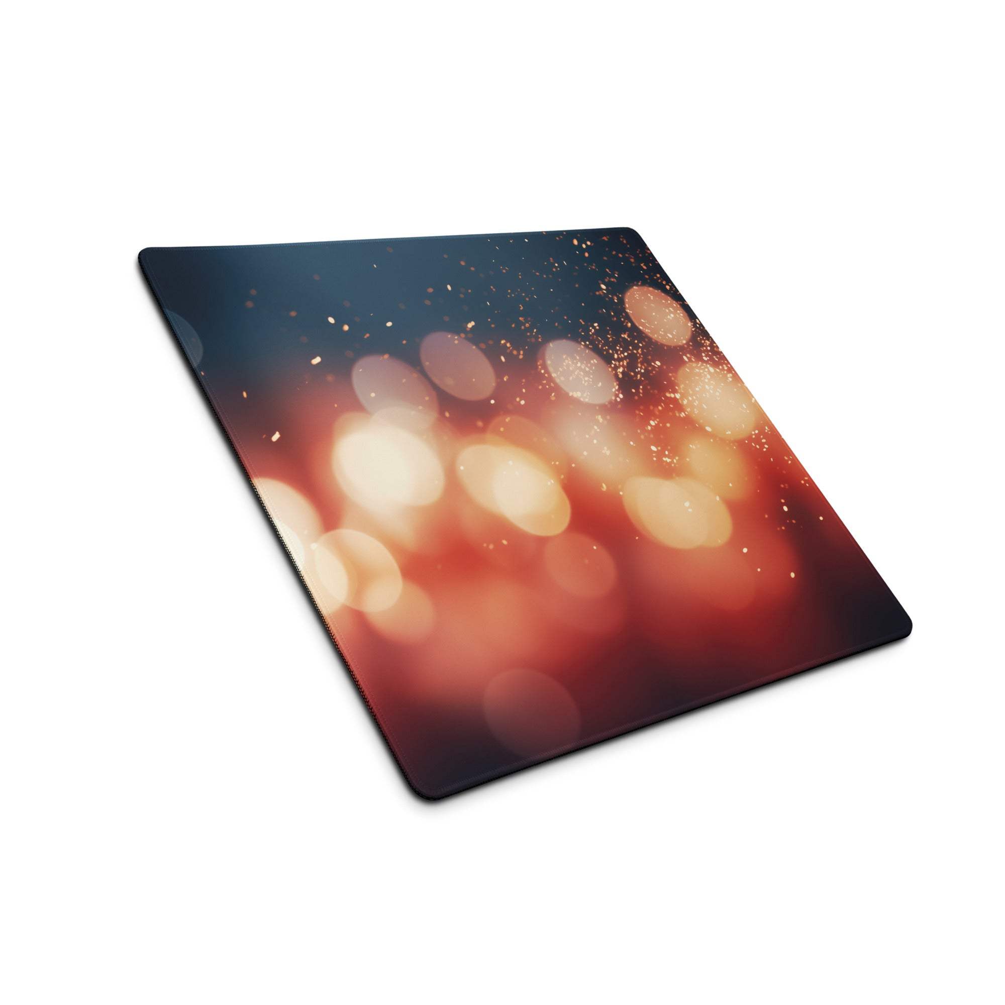Vibrant warm orange bokeh gaming mouse pad with non-slip surface
