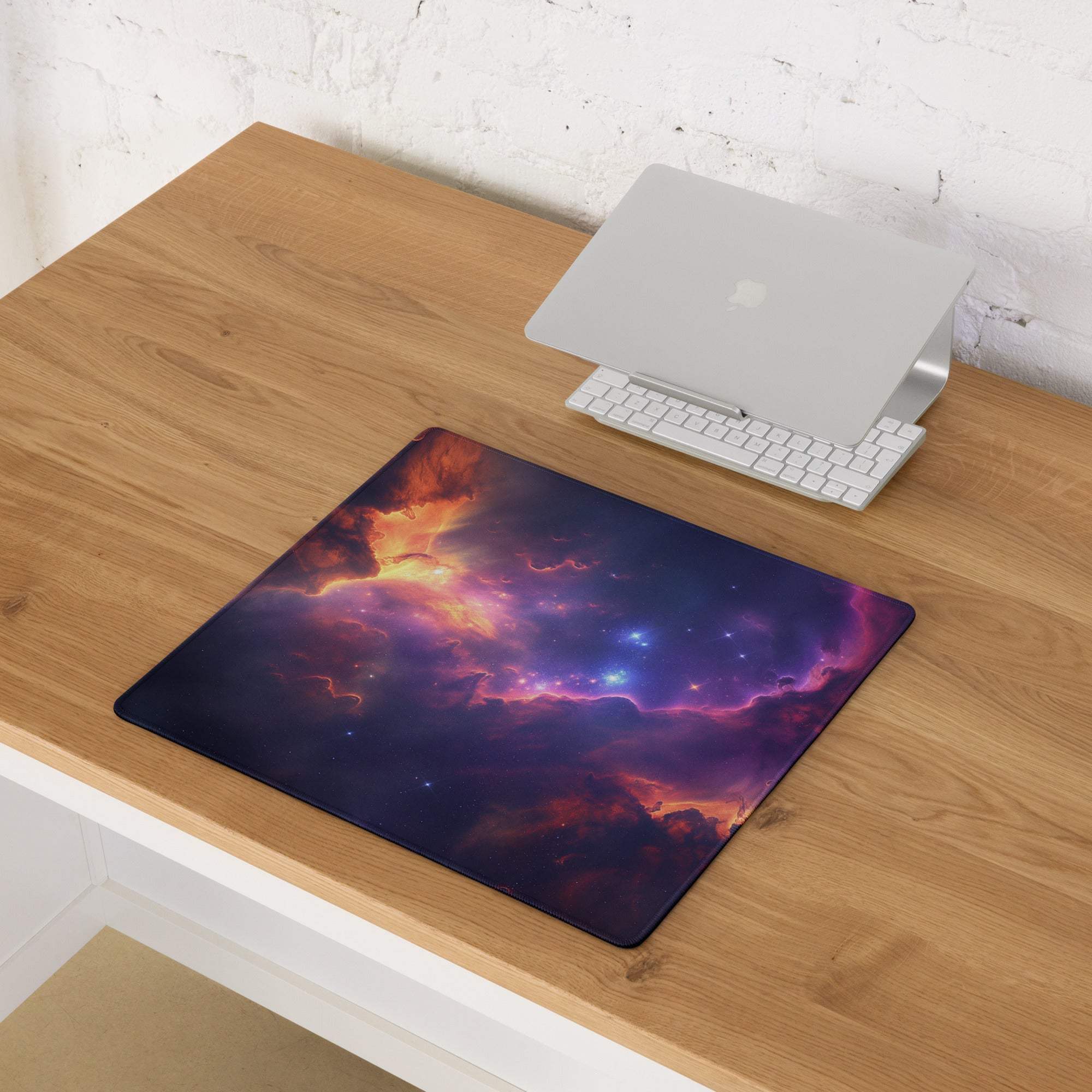 Vibrant cosmic nebula gaming mouse pad ultra large with non-slip base