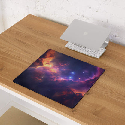 Vibrant cosmic nebula gaming mouse pad ultra large with non-slip base