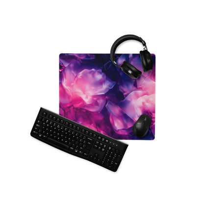 Vibrant pink purple abstract floral gaming mouse pad large stitched non-slip