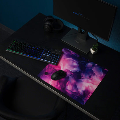 Vibrant pink purple nebula crystal gaming mouse pad large stitched nonslip