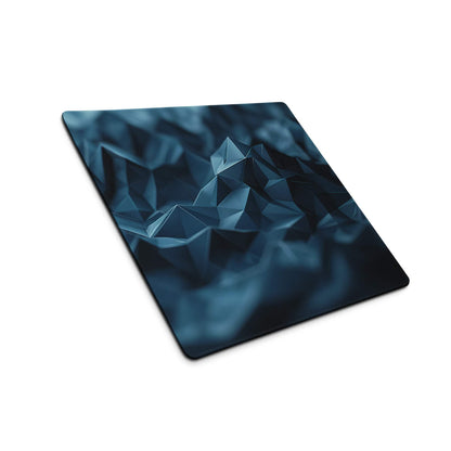 Deep blue geometric mountain gaming mouse pad with non-slip base