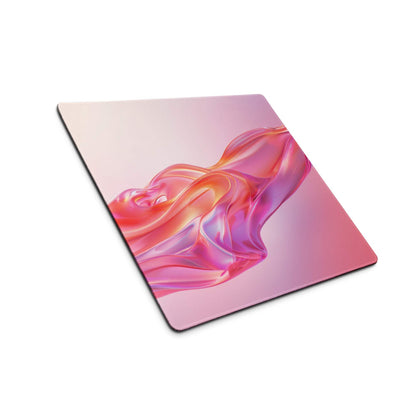 Vibrant pink gradient large gaming mouse pad with flowing ribbons design