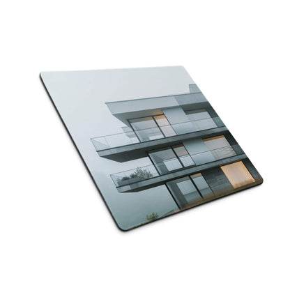 Modern gray white minimalist architectural cityscape gaming mouse pad
