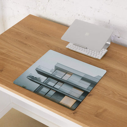 Minimalist gray black architectural cityscape gaming mouse pad