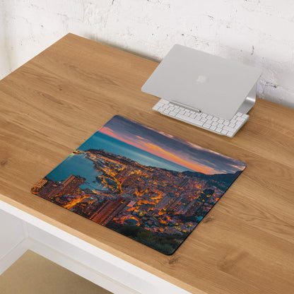 Professional coastal city sunset gaming mouse pad with non-slip base