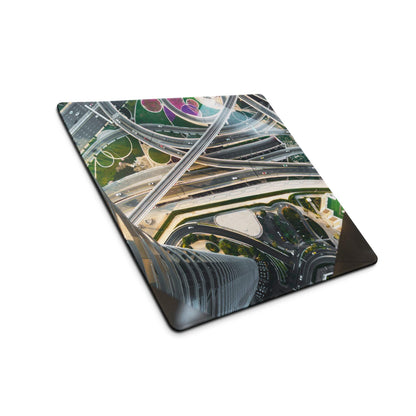 Cinematic cityscape aerial highway interchange gaming mouse pad