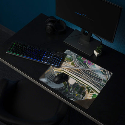 Cinematic cityscape aerial highway interchange gaming mouse pad