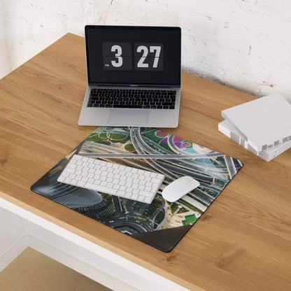 Cinematic cityscape aerial view vibrant urban gaming mouse pad