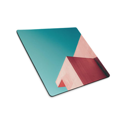 Teal and pink minimalist large gaming mouse pad with geometric design