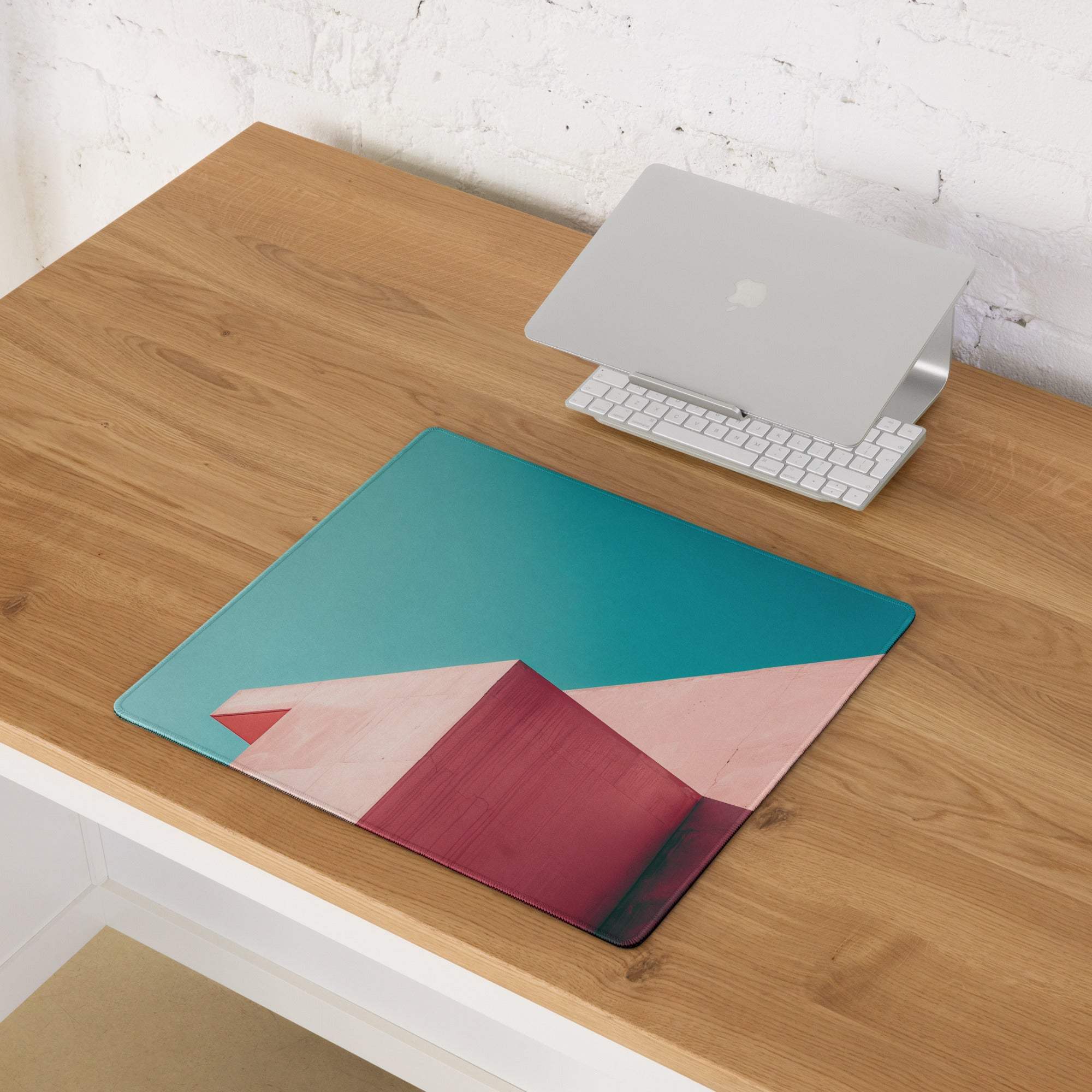Teal pink minimalist large gaming mouse pad with geometric design