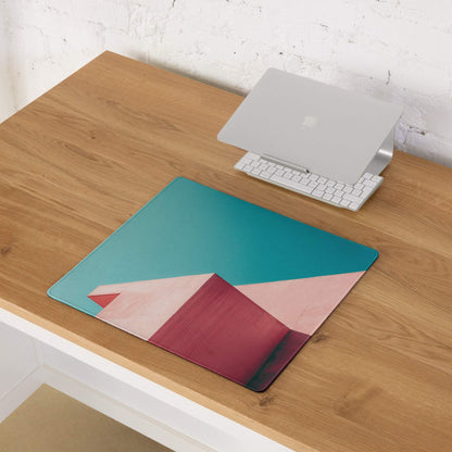 Teal pink minimalist large gaming mouse pad with geometric design