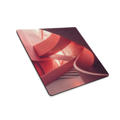 Premium rectangular glossy cutting board with abstract red maroon architecture design