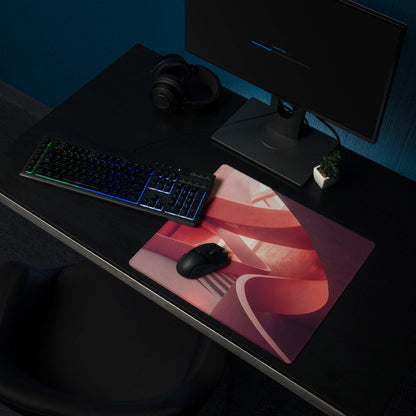 Premium abstract pink spiral gaming mouse pad with non-slip base