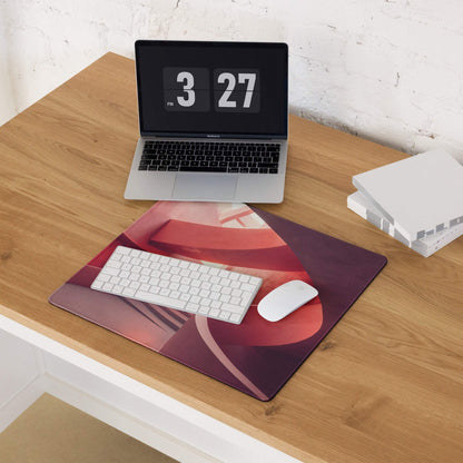 Premium abstract pink spiral gaming mouse pad with keyboard and mouse