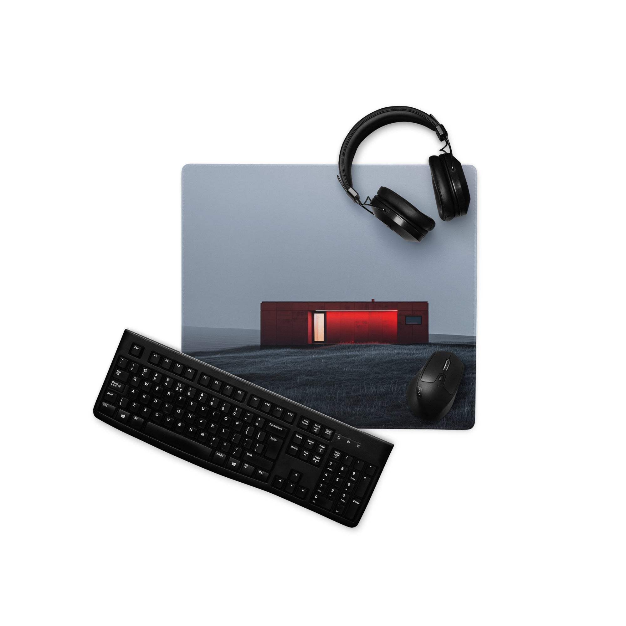 Minimalist red house dusk gaming mouse pad large non-slip esports setup