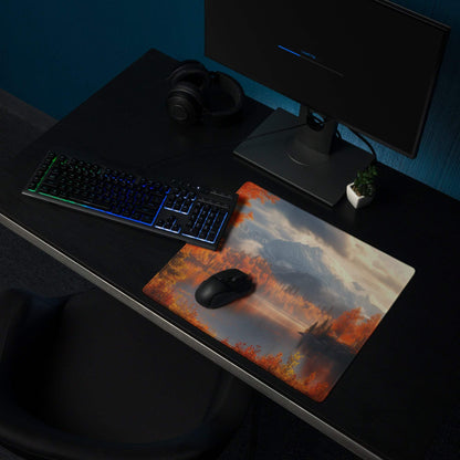 Large Autumn Forest Landscape Gaming Mouse Pad with Non-Slip Base