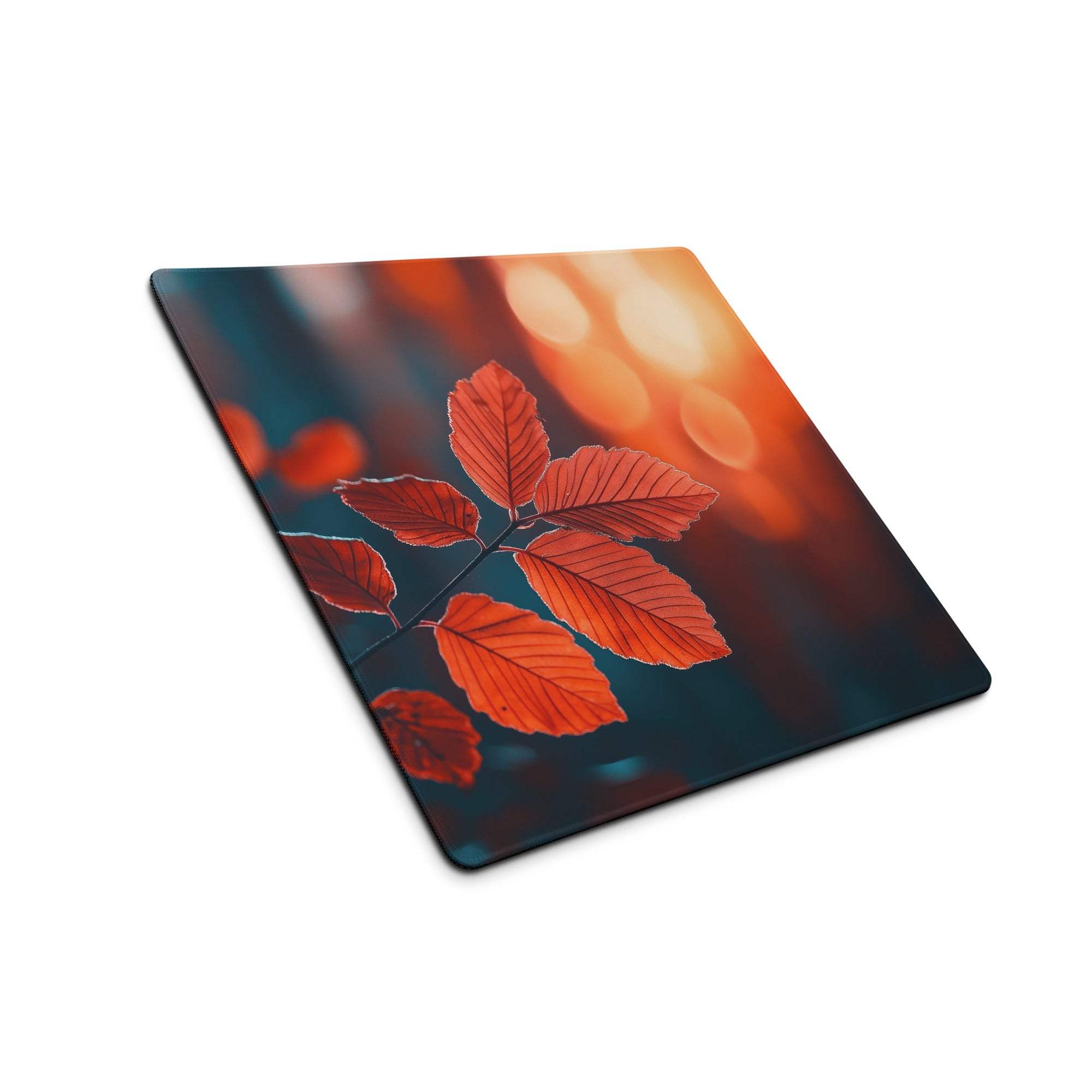 Autumn leaves square cutting board with warm bokeh sunset design