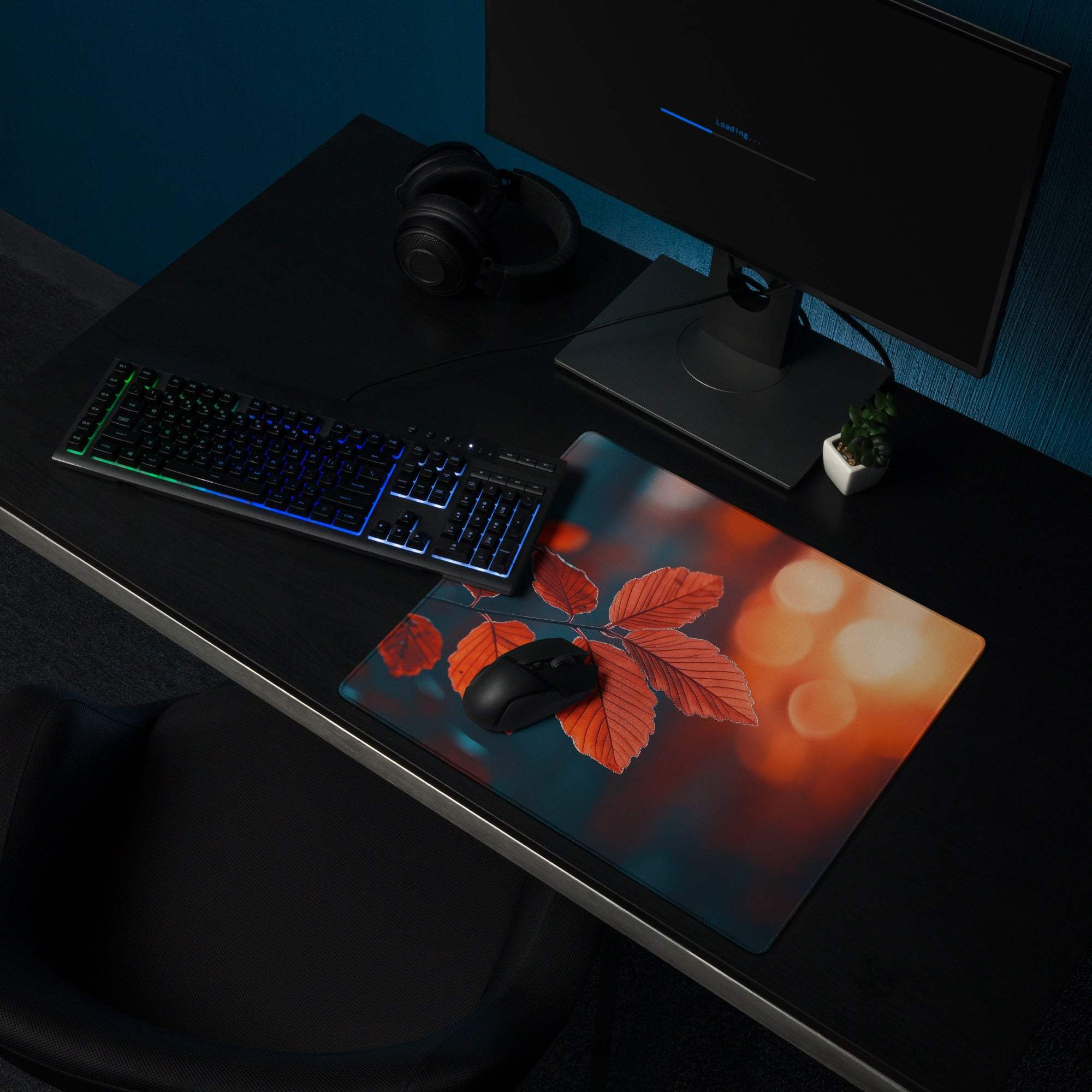 Autumn Leaves Warm Sunset large gaming mouse pad with vibrant leaf design