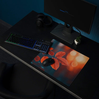 Autumn Leaves Warm Sunset large gaming mouse pad with vibrant leaf design