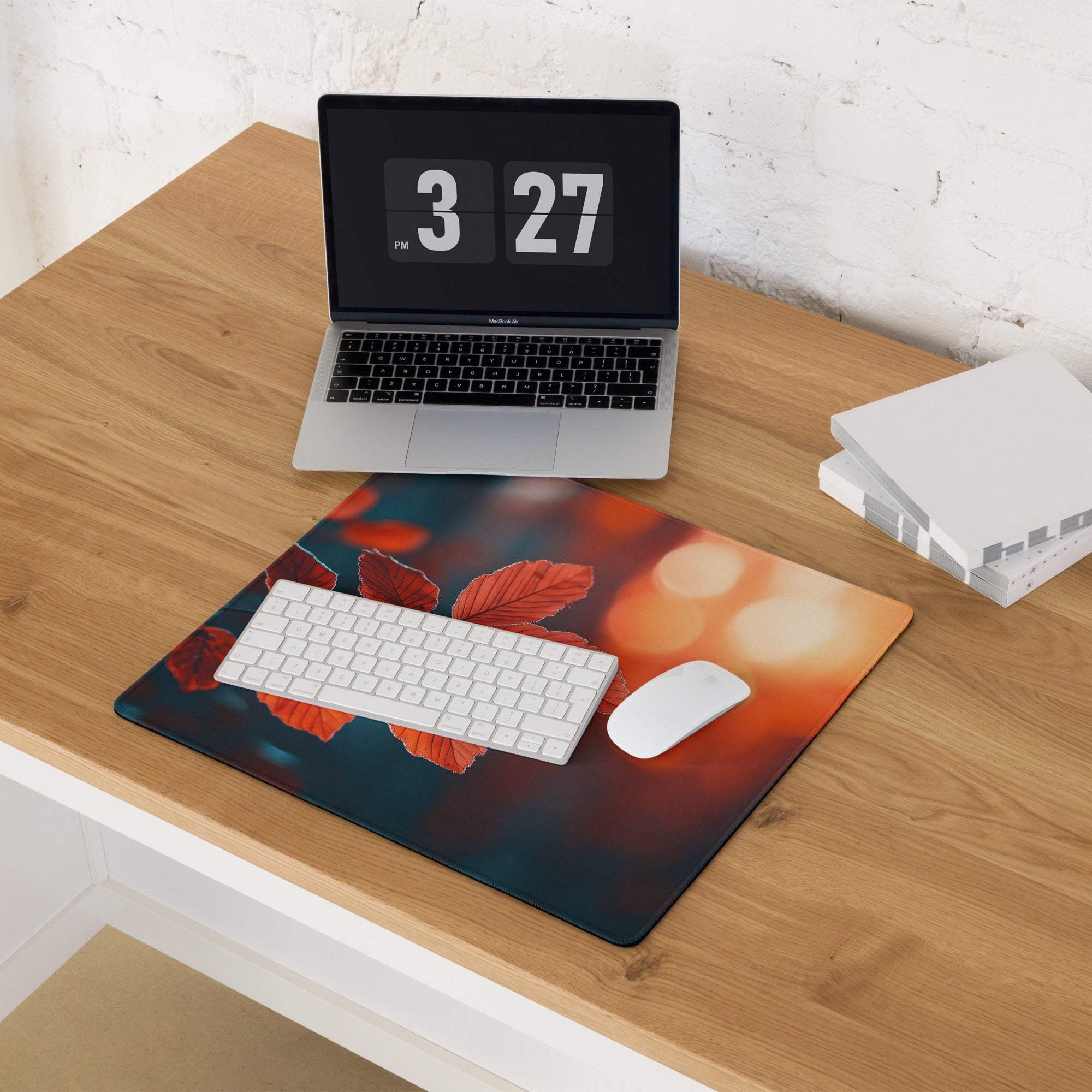 Autumn Leaves Warm Sunset large gaming mouse pad with vibrant leaf design