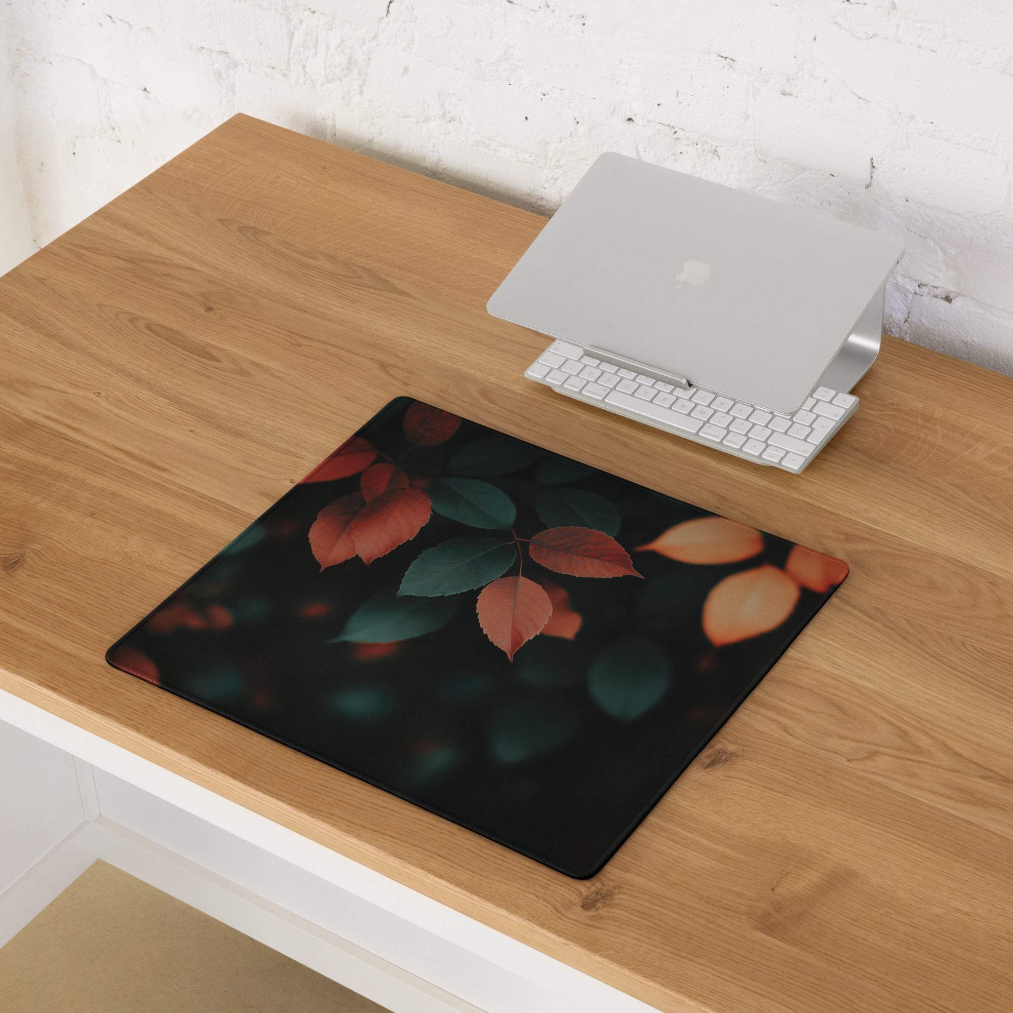 Autumn Leaves Dark Mood large gaming mouse pad with vibrant leaf design