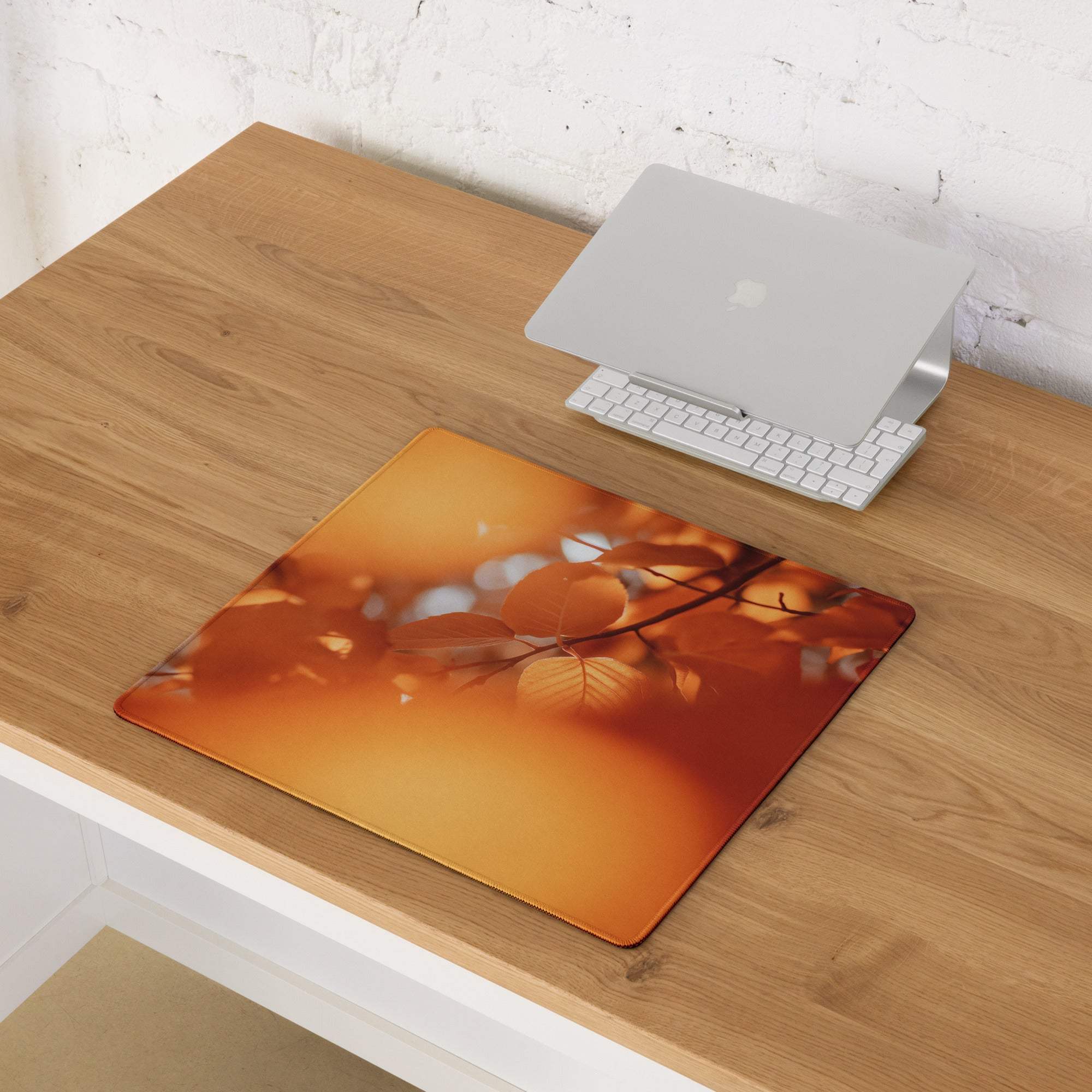 Orange autumn leaves large gaming mouse pad with non-slip backing