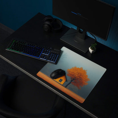 Autumn Calm Landscape Orange House Tree Gaming Mouse Pad