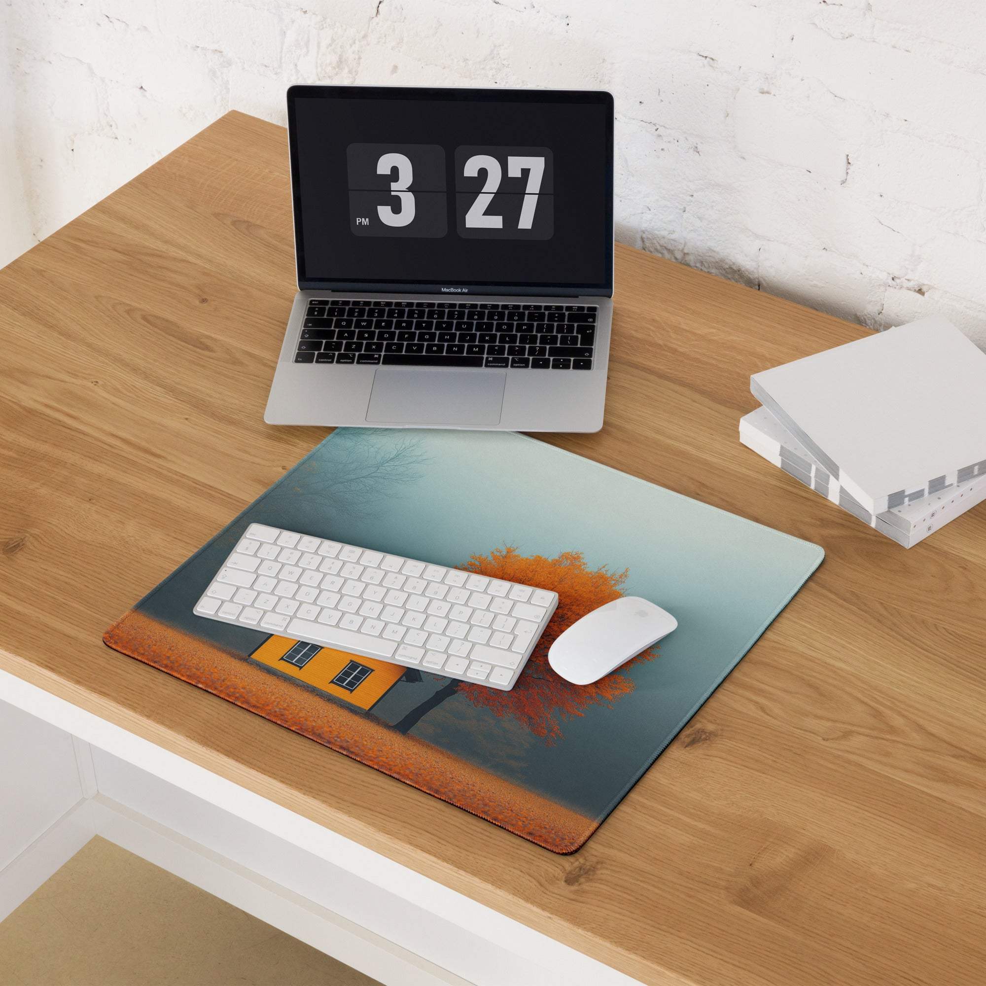 Autumn Calm Landscape Orange House and Tree large non-slip gaming mouse pad