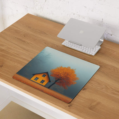 Autumn Calm Landscape Orange House Tree Large Non-Slip Gaming Mouse Pad