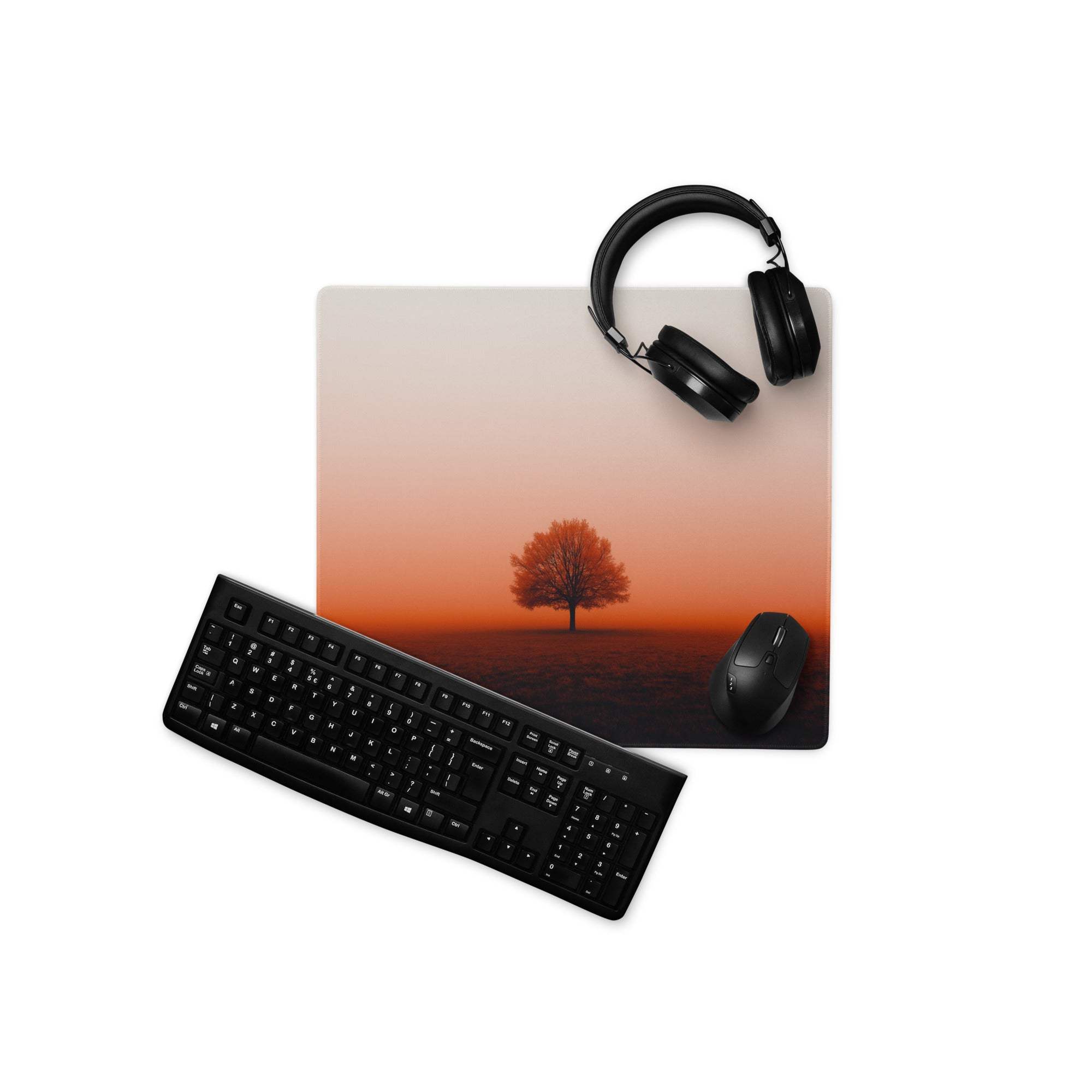 Sunset tree landscape large gaming mouse pad with non-slip base