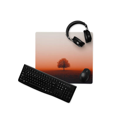 Sunset tree landscape large gaming mouse pad with non-slip base