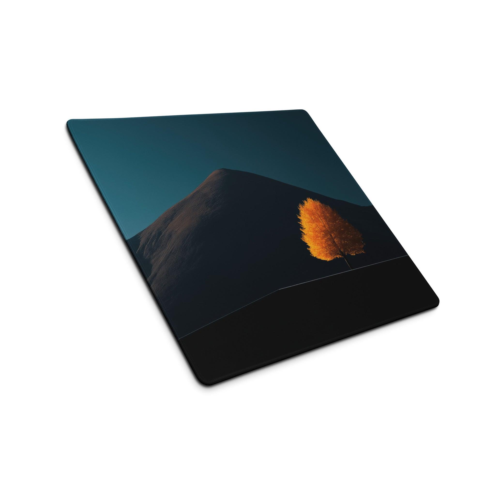 Epic Mountain Landscape With Orange Tree gaming mouse pad