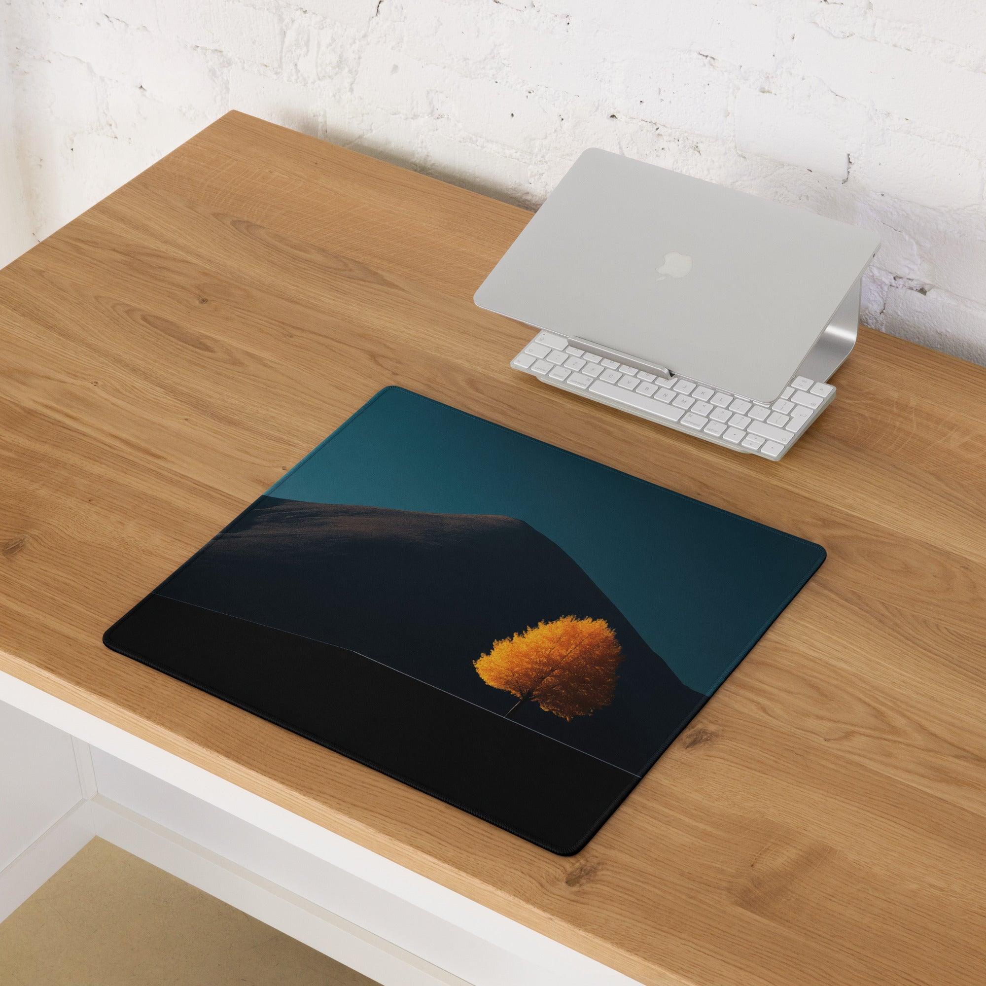Epic Mountain Landscape With Orange Tree gaming mouse pad