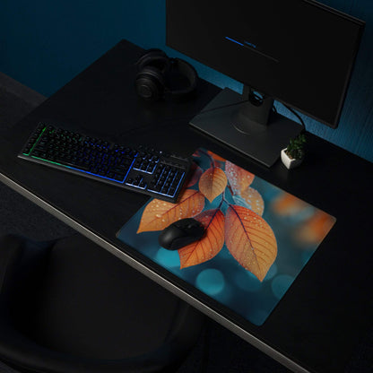 Autumn leaves gaming mouse pad with non-slip base and stitched edges