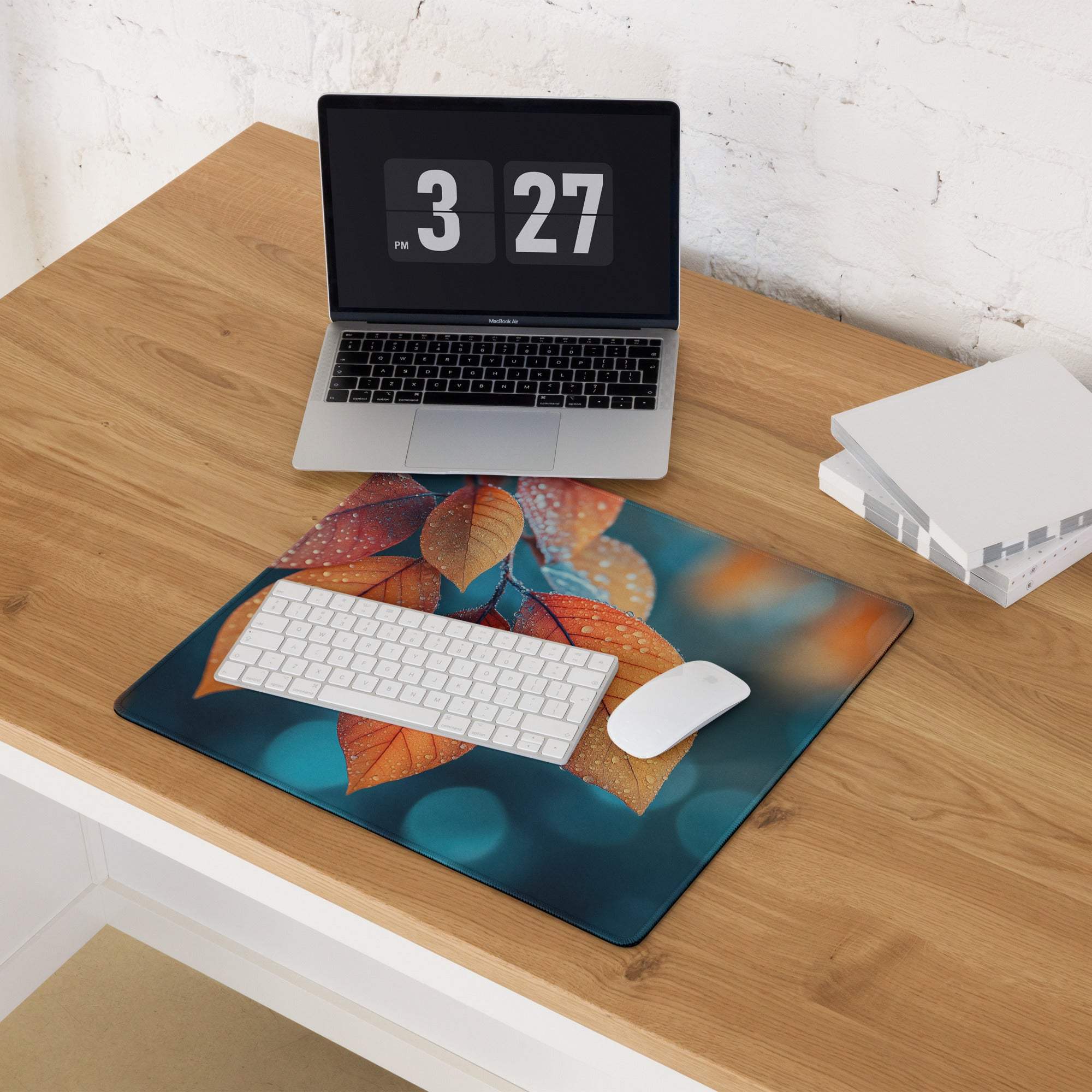 Autumn Leaves Mood large gaming mouse pad with vibrant leaf design