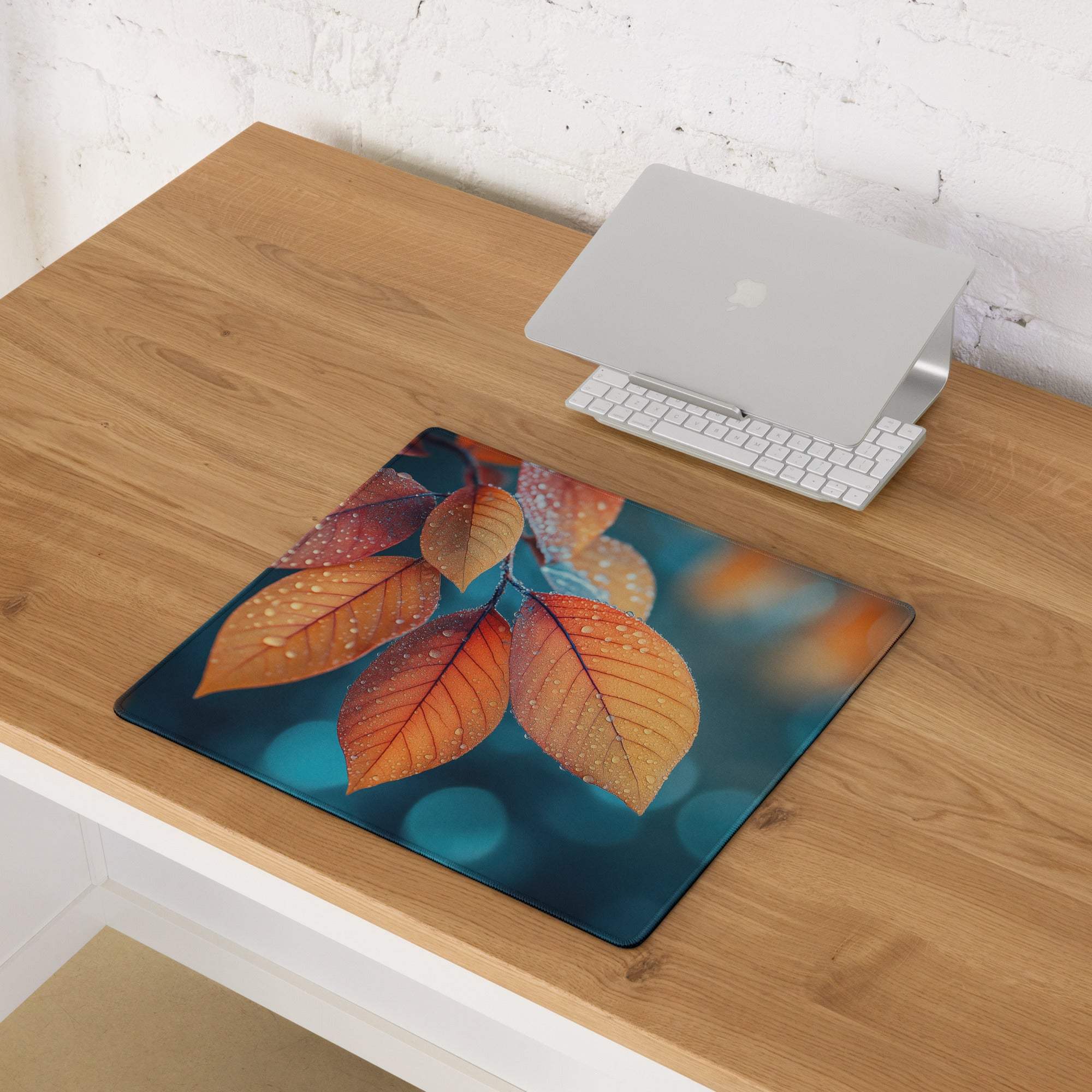 Autumn Leaves Mood gaming mouse pad with vibrant leaf design and non-slip base