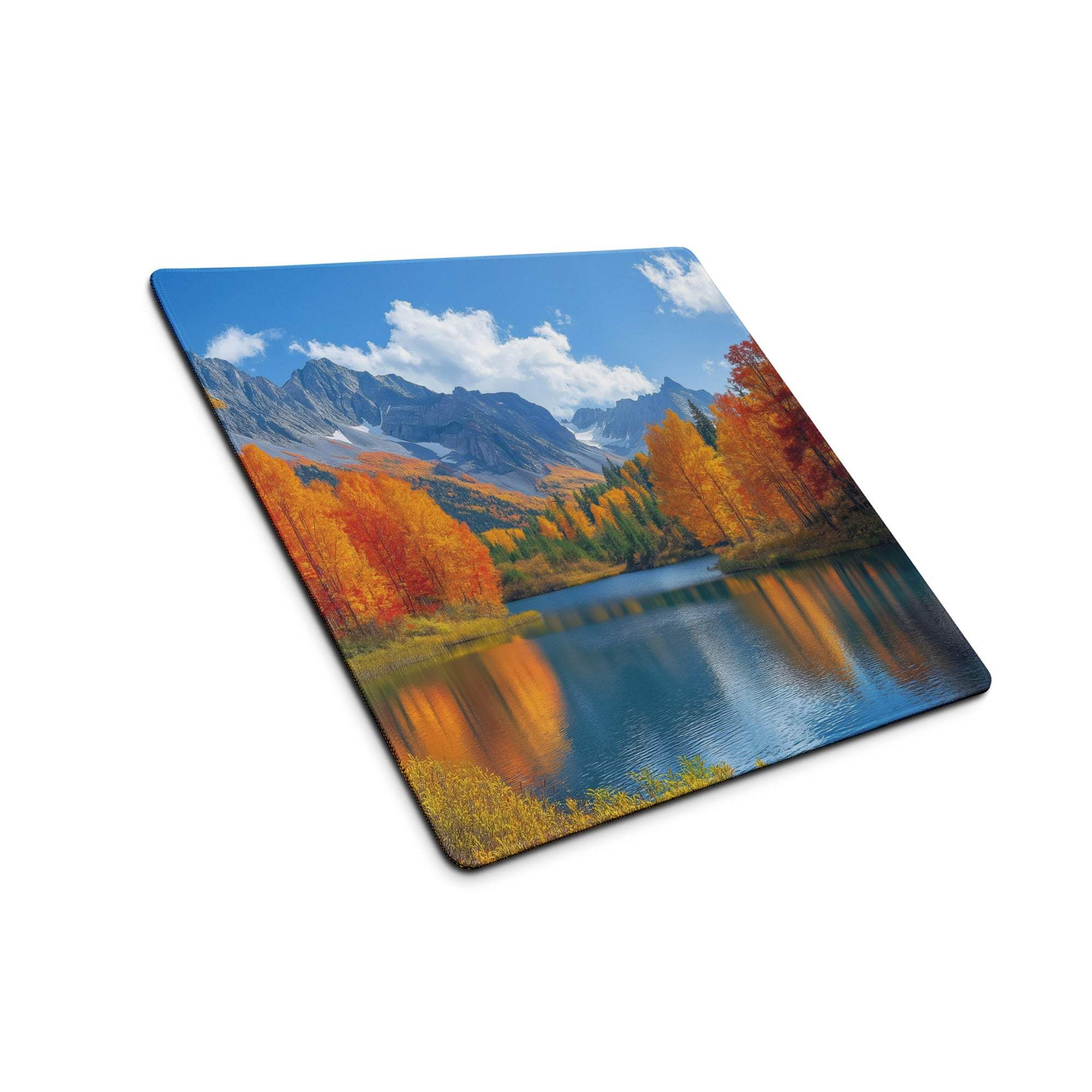 Large autumn mountain landscape gaming mouse pad with non-slip base