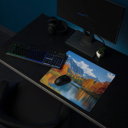 Autumn mountain landscape gaming mouse pad with non-slip base