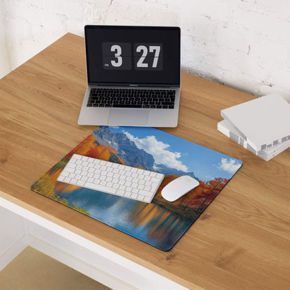 Autumn mountain landscape gaming mouse pad with non-slip base
