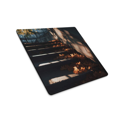 Autumn stairs with golden leaves on large gaming mouse pad