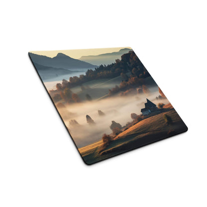 Epic Landscape Warm Mist large gaming mouse pad with mountain vista