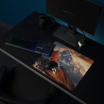 Epic Mountain Landscape large gaming mouse pad with autumnal sunset mountains