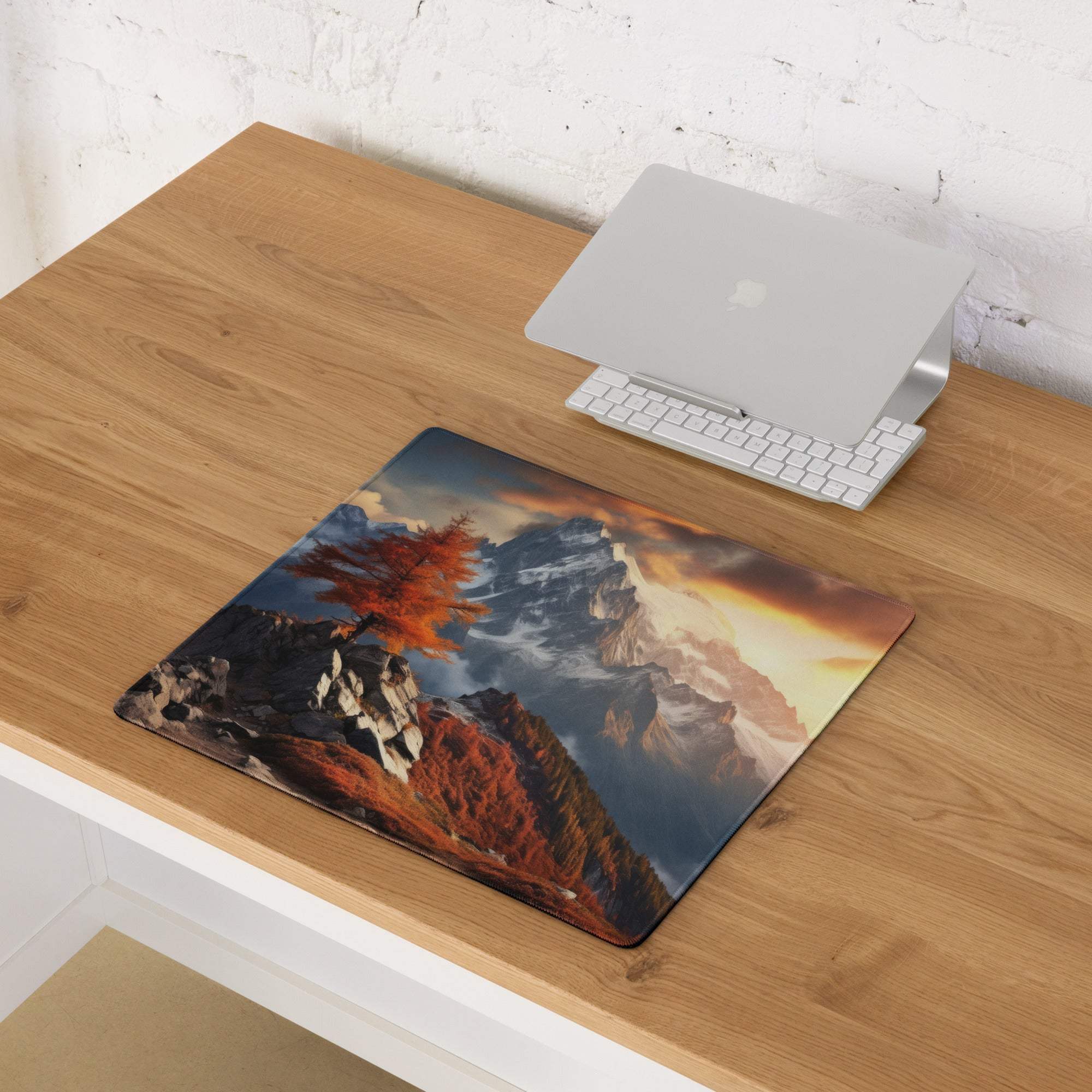 Epic Mountain Landscape large gaming mouse pad with autumn sunset mountains