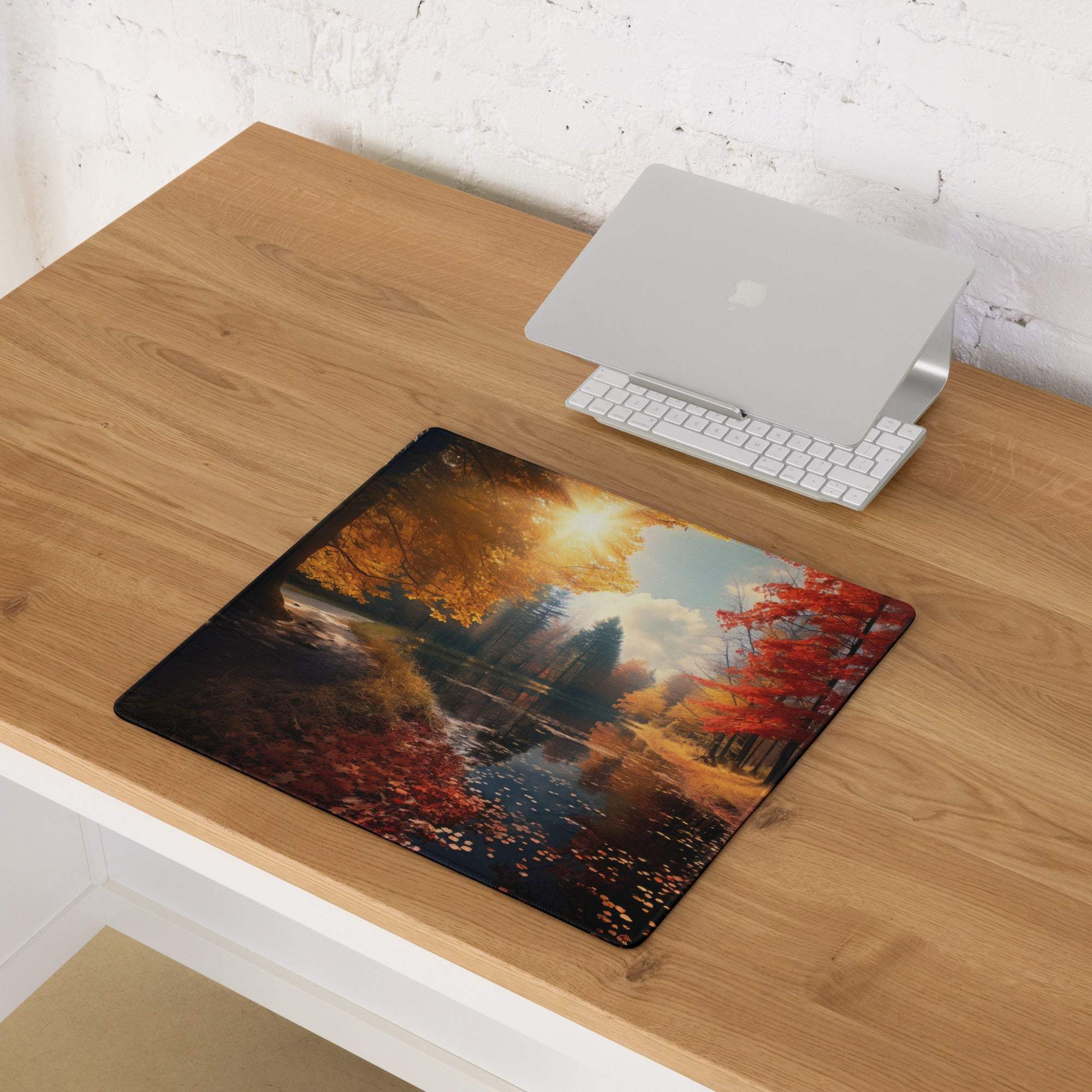 Large Autumn Forest Gaming Mouse Pad with Non-Slip Backing