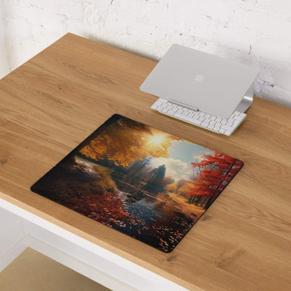Large Autumn Forest Gaming Mouse Pad with Non-Slip Backing
