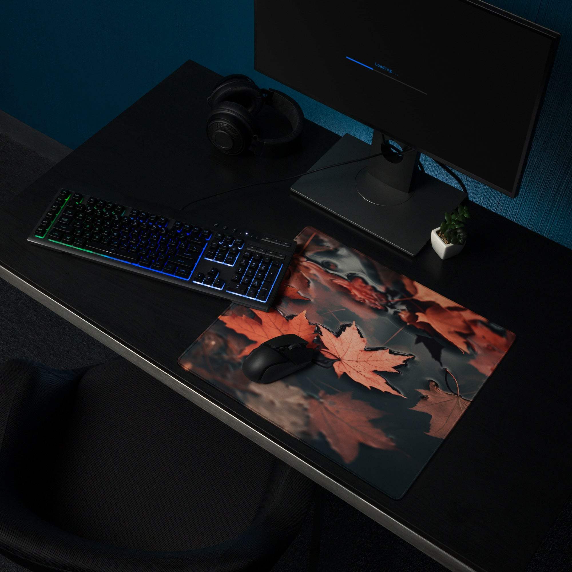 Autumn Leaves large gaming mouse pad with vibrant maple leaf design